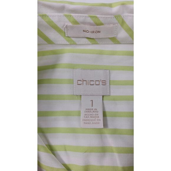 Chicos 1 (M) no iron business casual roll tab sleeve button up EUC career top + - Picture 4 of 7